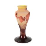 French workshop, Gallé vase, decorated with apple blossoms, in orange and yellow tones, approx. 1914