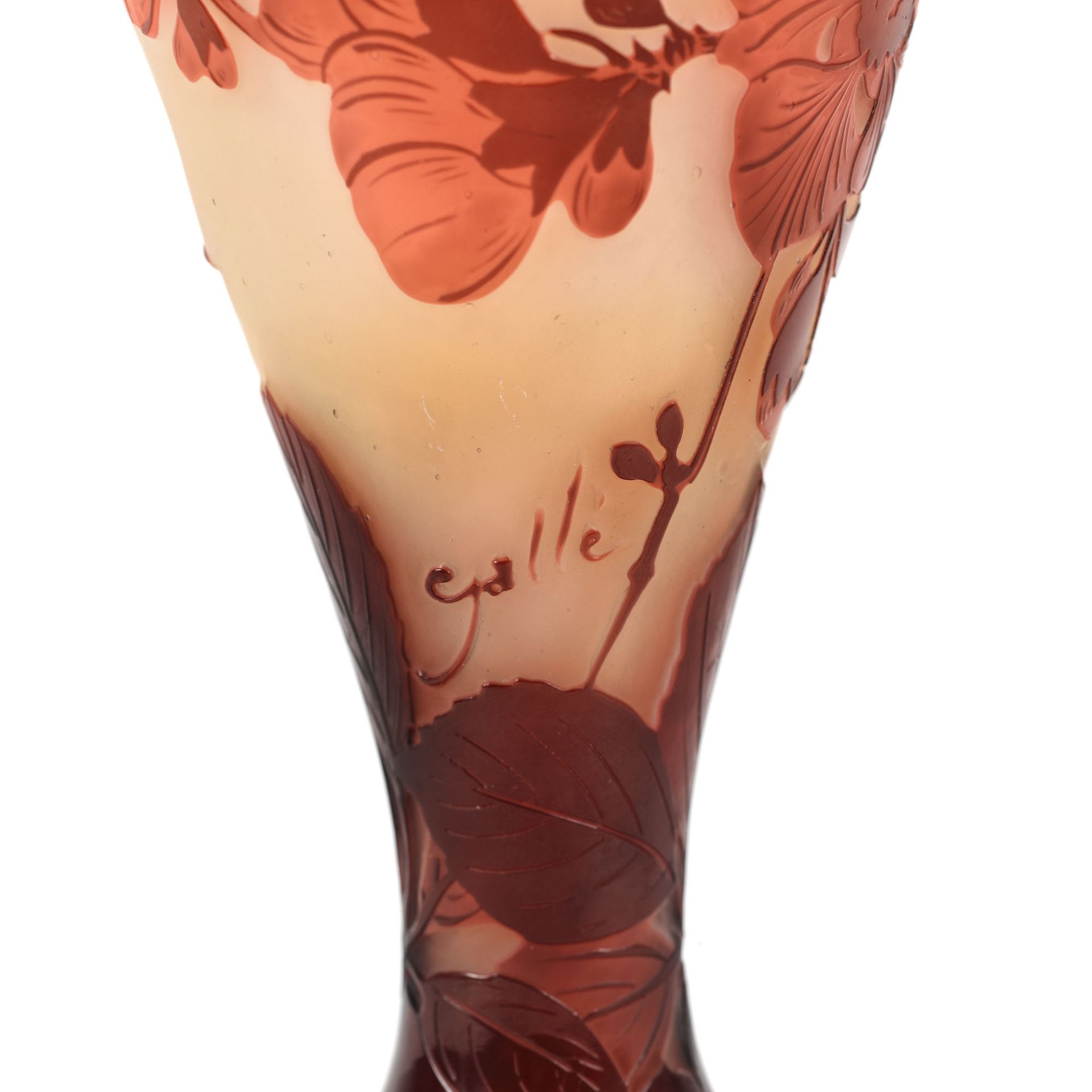 French workshop, Gallé vase, decorated with apple blossoms, in orange and yellow tones, approx. 1914 - Image 5 of 6