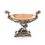 European workshop, Neo-Rococo vide-poche, silver with gold inlays, second half of the 19th century