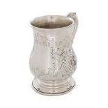 Italian workshop, Silver cup for water, engraved with flowers and volutes