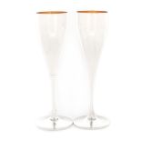 Florence workshop, Italy, Pair of silver glasses, partially gilded, for champagne