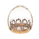 European workshop, Belle Époque basket with movable handle, gilded silver, decorated with flower gar