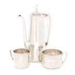 American workshop, Tiffany & Co. silver set for tea or coffee, consisting of teapot, sugar bowl and
