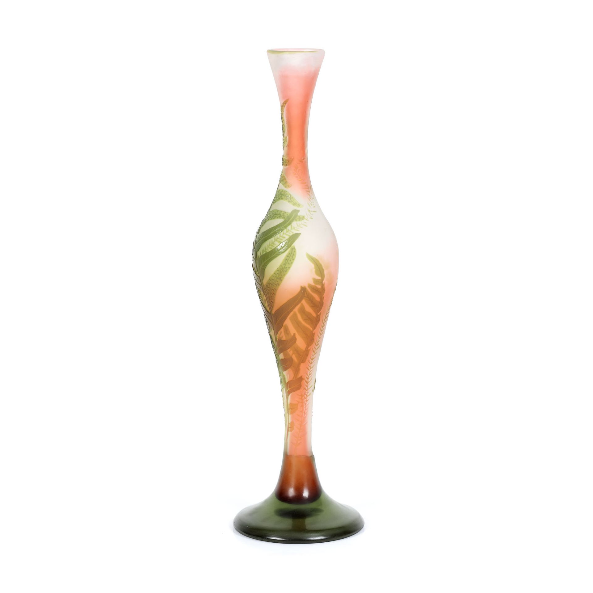 French workshop, "Fougères" - Gallé vase decorated with ferns, in orange and green tones, approx. 19 - Image 2 of 4