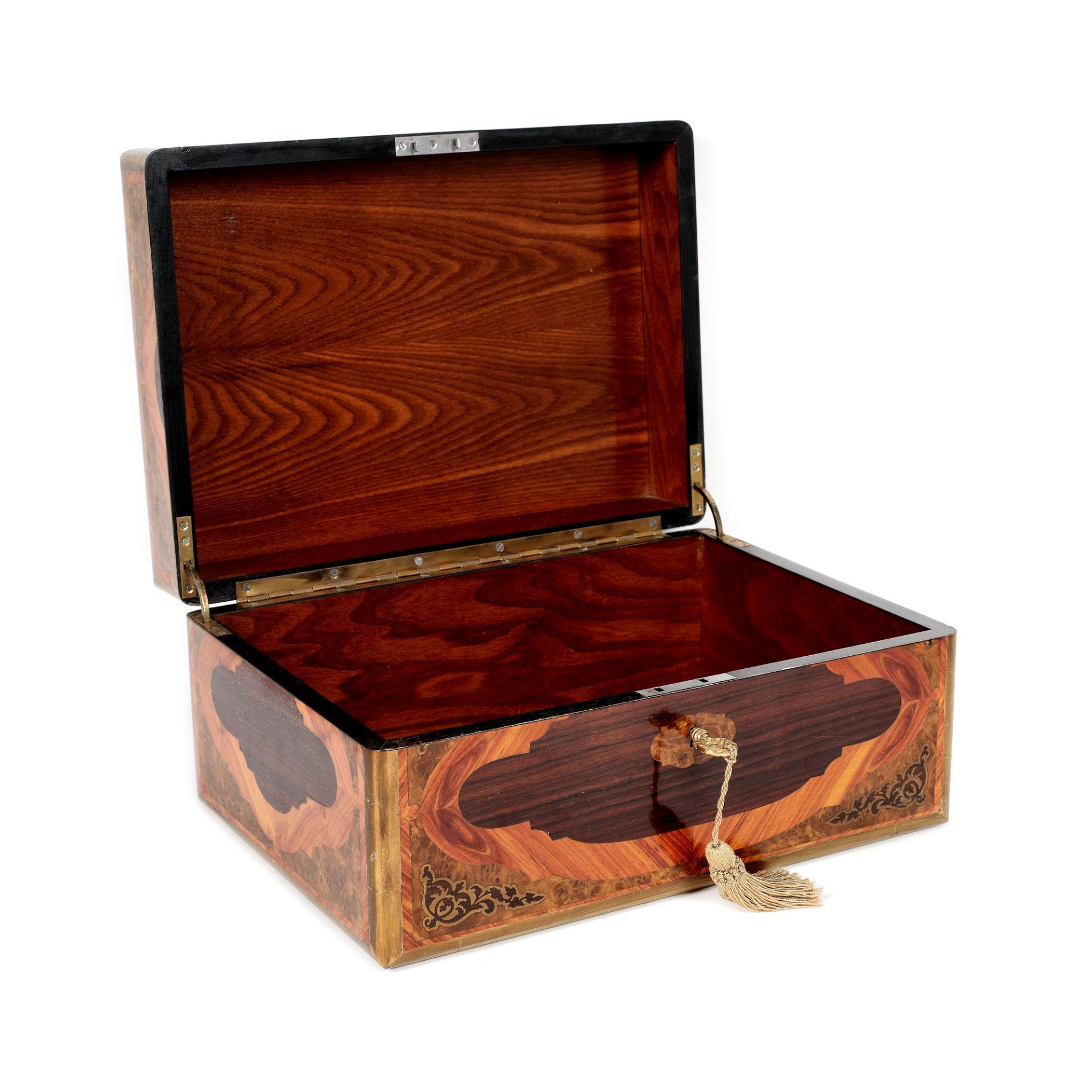 French workshop, Napoleon III wooden box, for jewellery, decorated with marquetry, late 19th century - Bild 2 aus 4