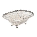 Italian workshop, Belle Époque silver basket, for bread, with perforated decoration, approx. 1912