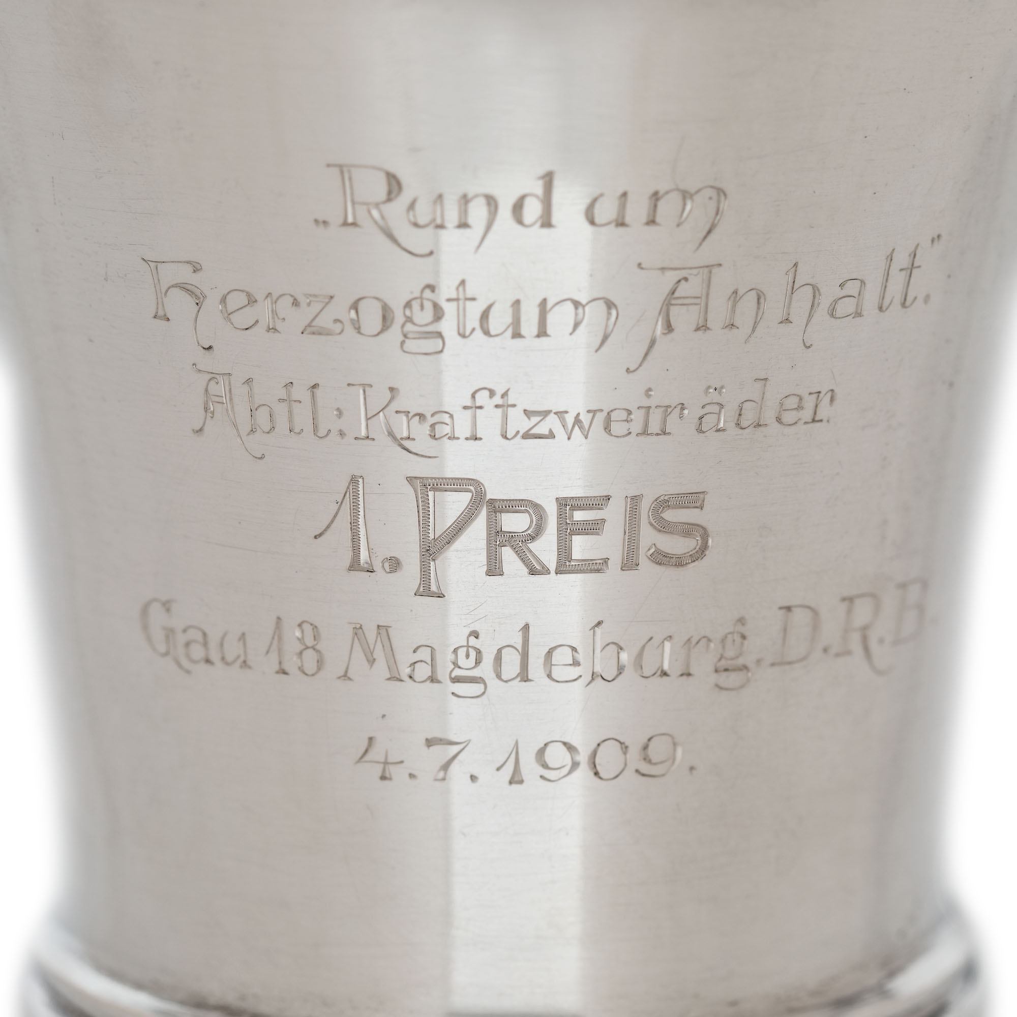 German workshop, Anhalt Duchy cup, silver prize cup, for motorcycle racing, approx. 1909 - Image 2 of 4