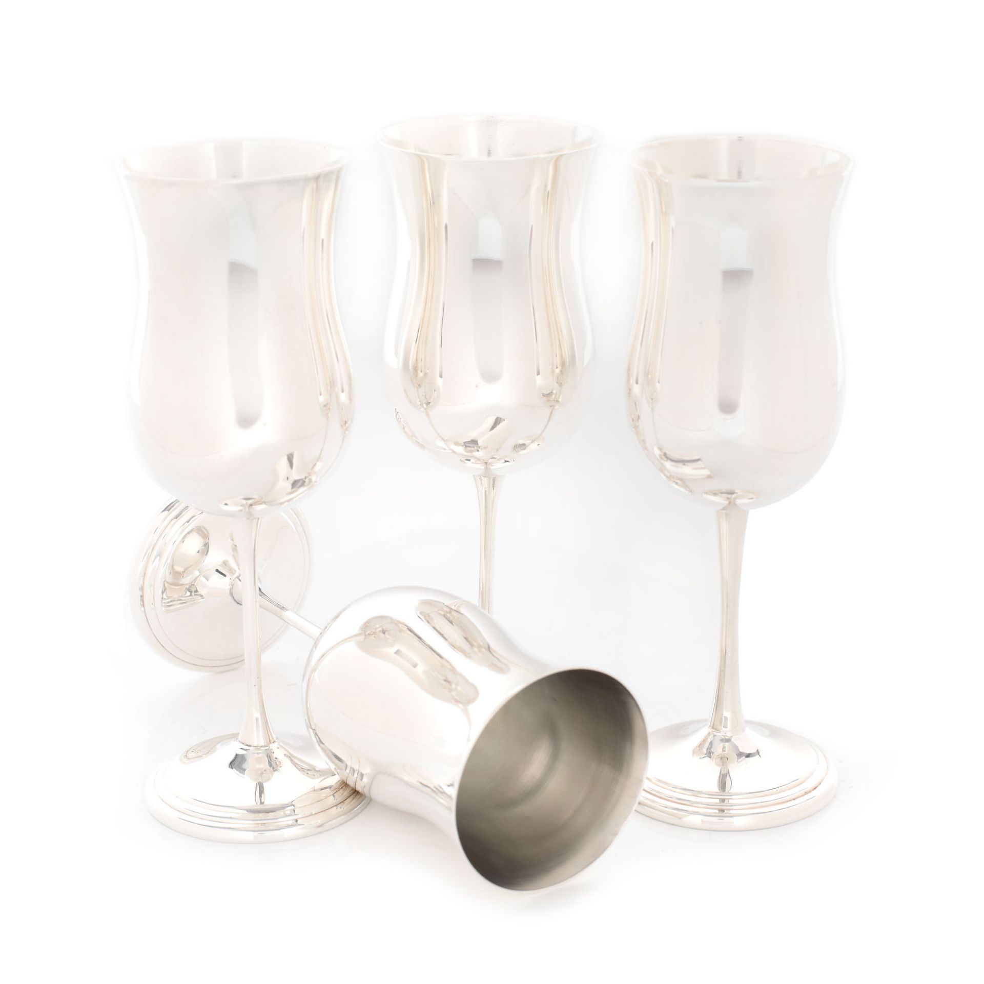Padova workshop, Italy, Set of four silver glasses for wine - Image 2 of 3