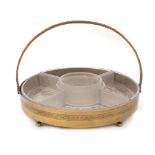 French workshop, Neo-Classic service, gilded brass and glass with floral decoration, for appetizers,