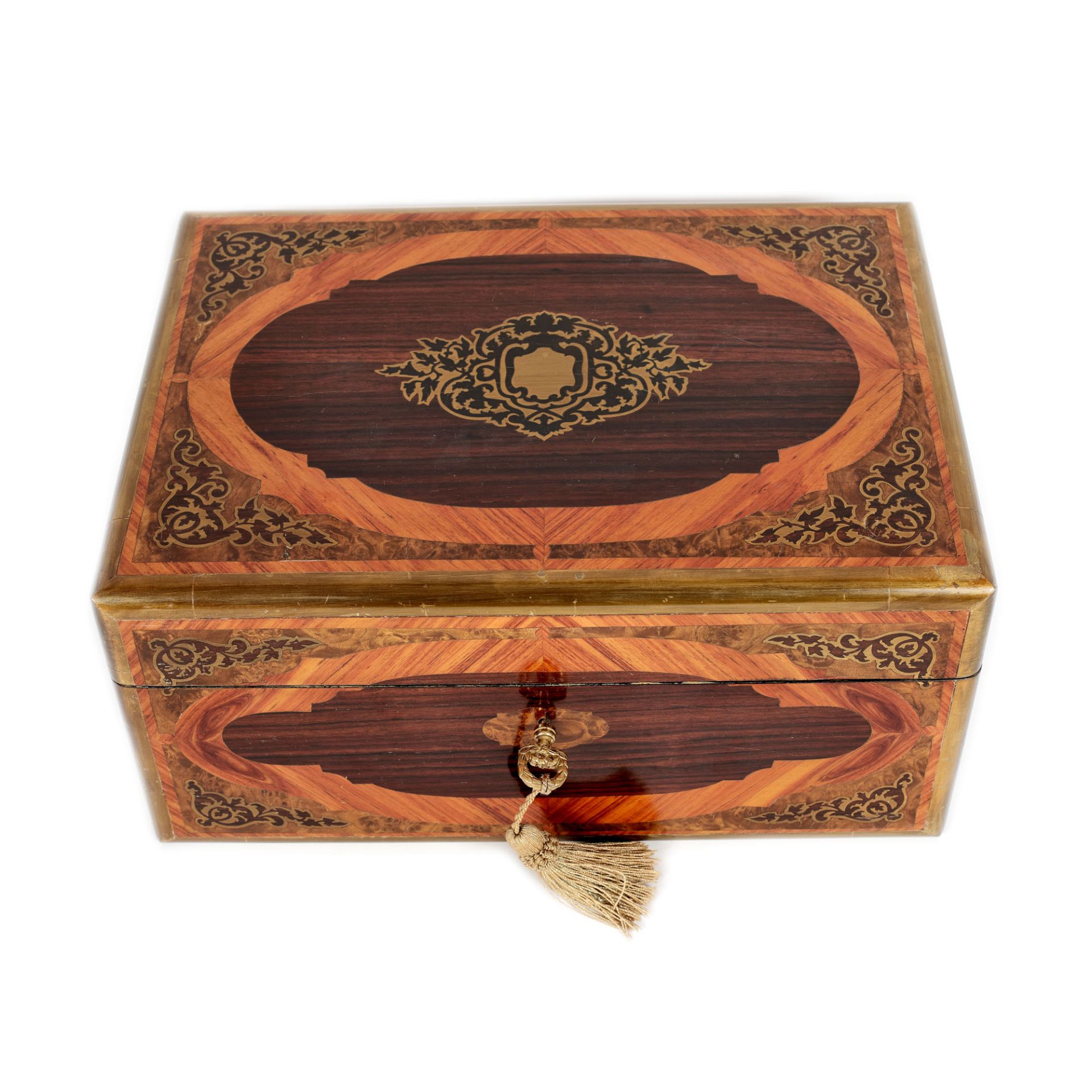 French workshop, Napoleon III wooden box, for jewellery, decorated with marquetry, late 19th century - Bild 4 aus 4
