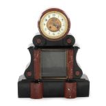 European workshop, Victorian fireplace clock, decorated with Rosso Barocco marble, sec. XIX