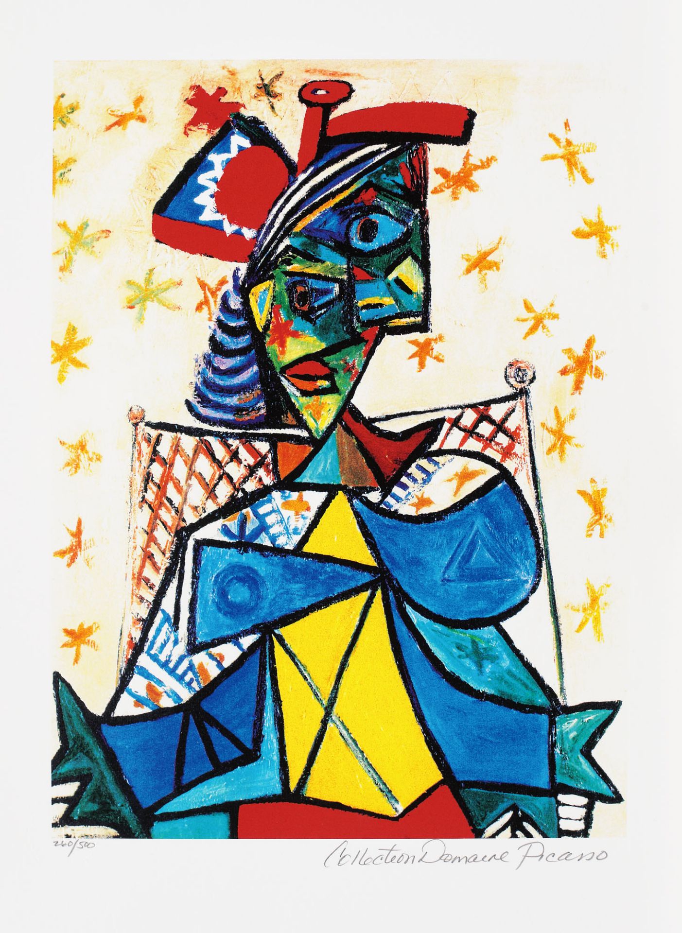 Pablo Picasso, Seated Woman with Blue and Red Hat