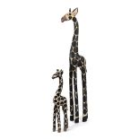 Pair of Art Deco giraffes made of teak wood, France, approx. 1930