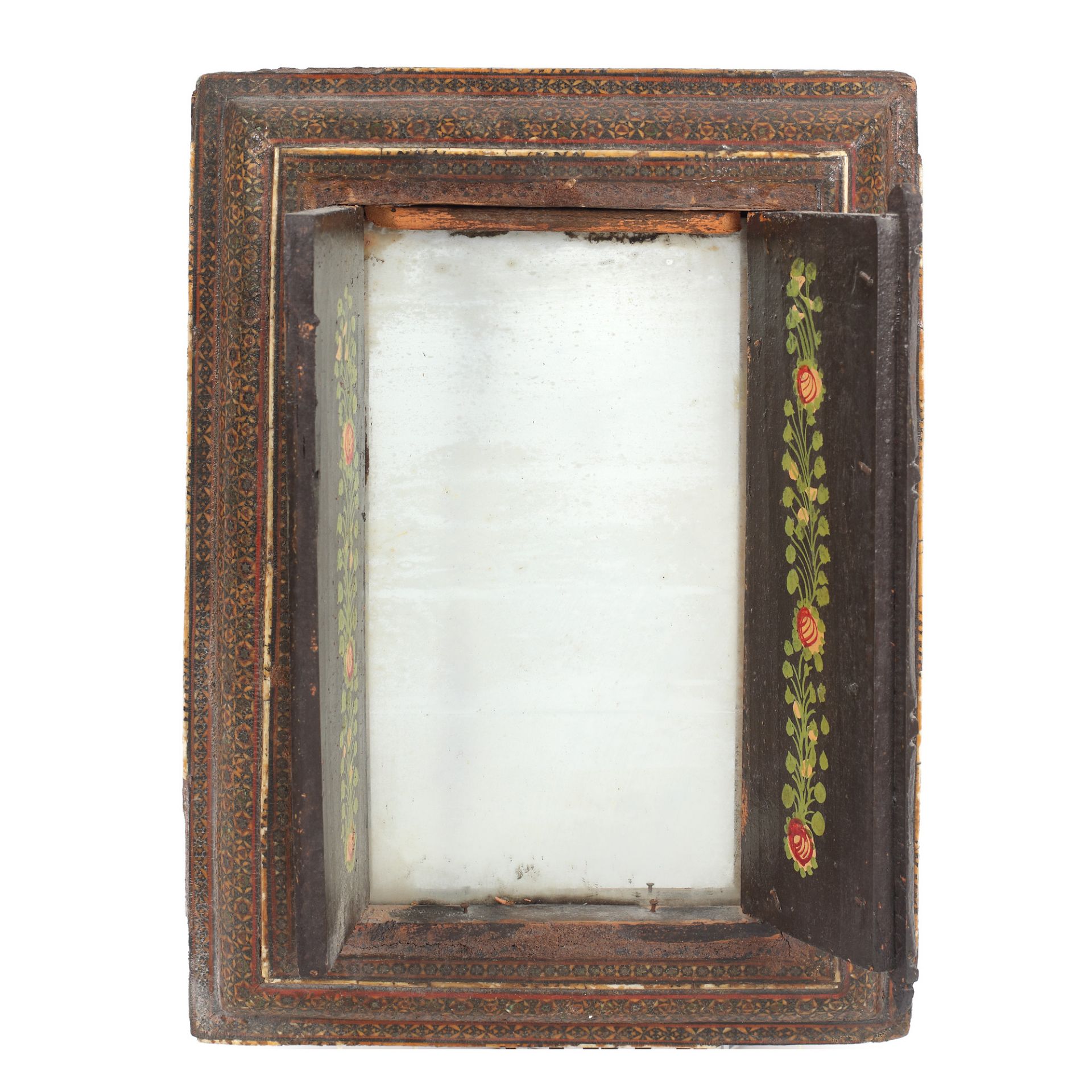Carved and painted wooden mirror, decorated with traditional motifs, India, early 20th century - Image 2 of 2