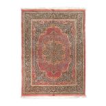 Exceptional Qum rug, silk, decorated with rich floral motifs, Iran