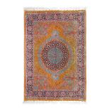 Qum silk rug, decorated with floral motifs, Iran