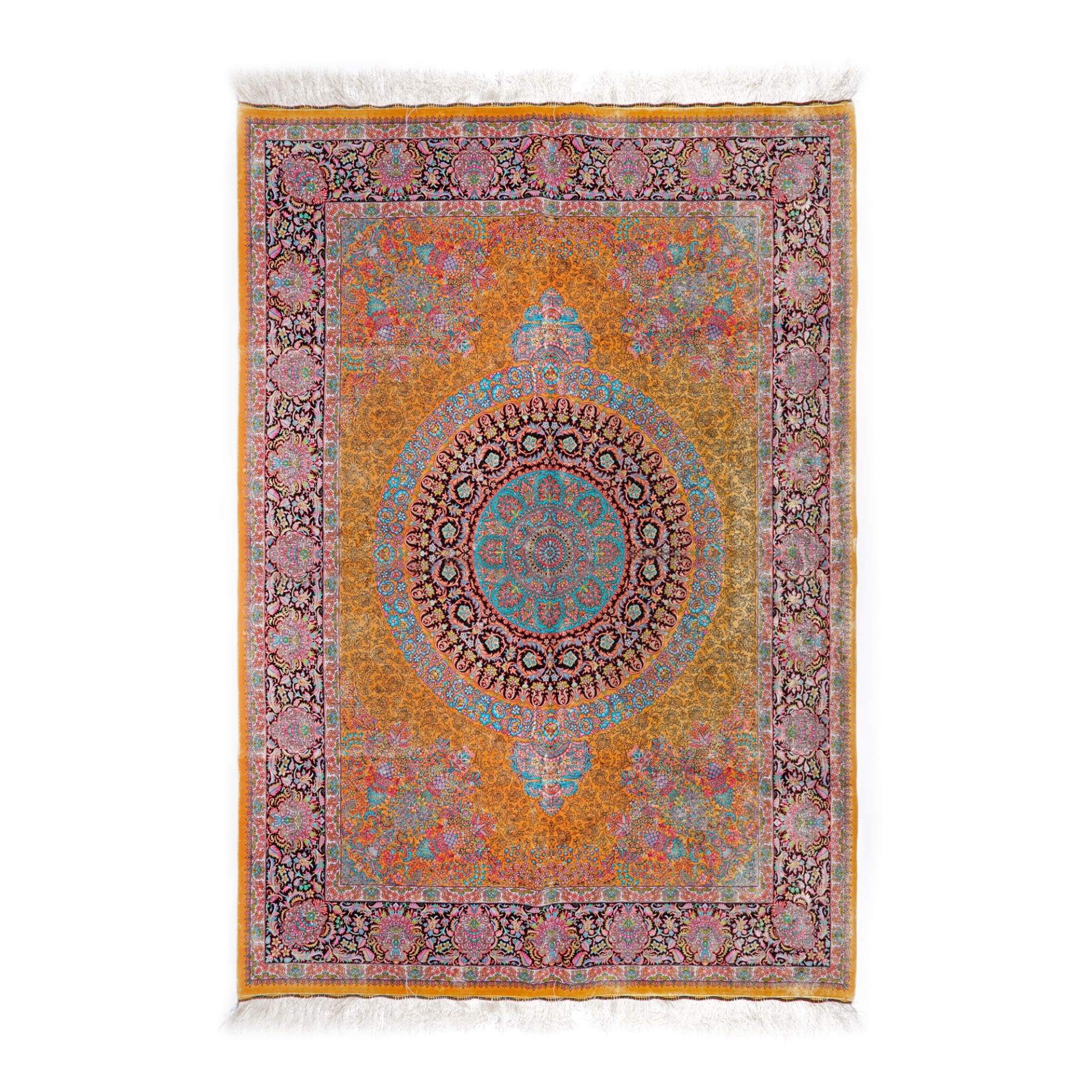 Qum silk rug, decorated with floral motifs, Iran