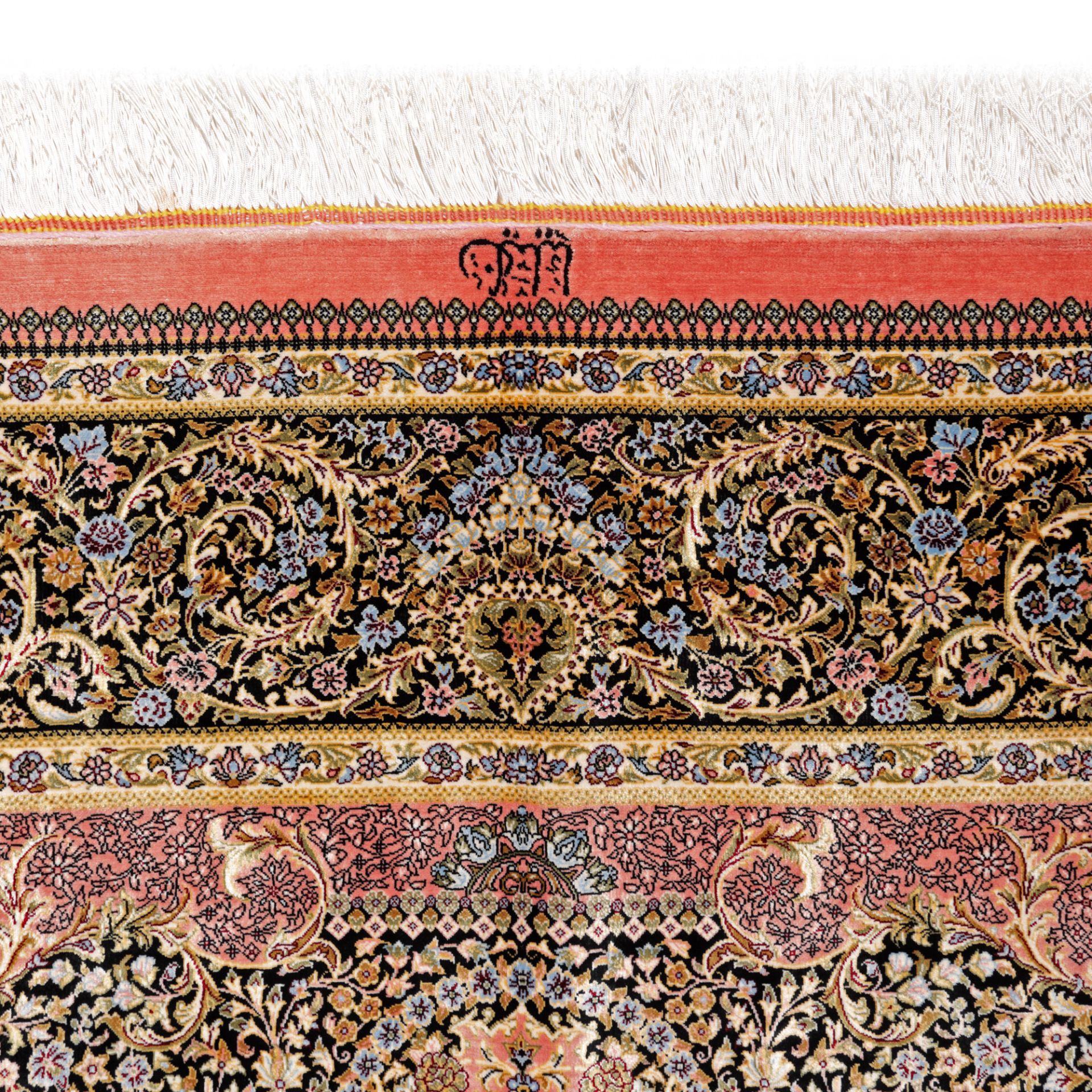 Exceptional Qum rug, silk, decorated with rich floral motifs, Iran - Image 2 of 2
