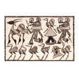 Tribal tapestry, decorated with local deities and motifs, with a protective role, specific to the po
