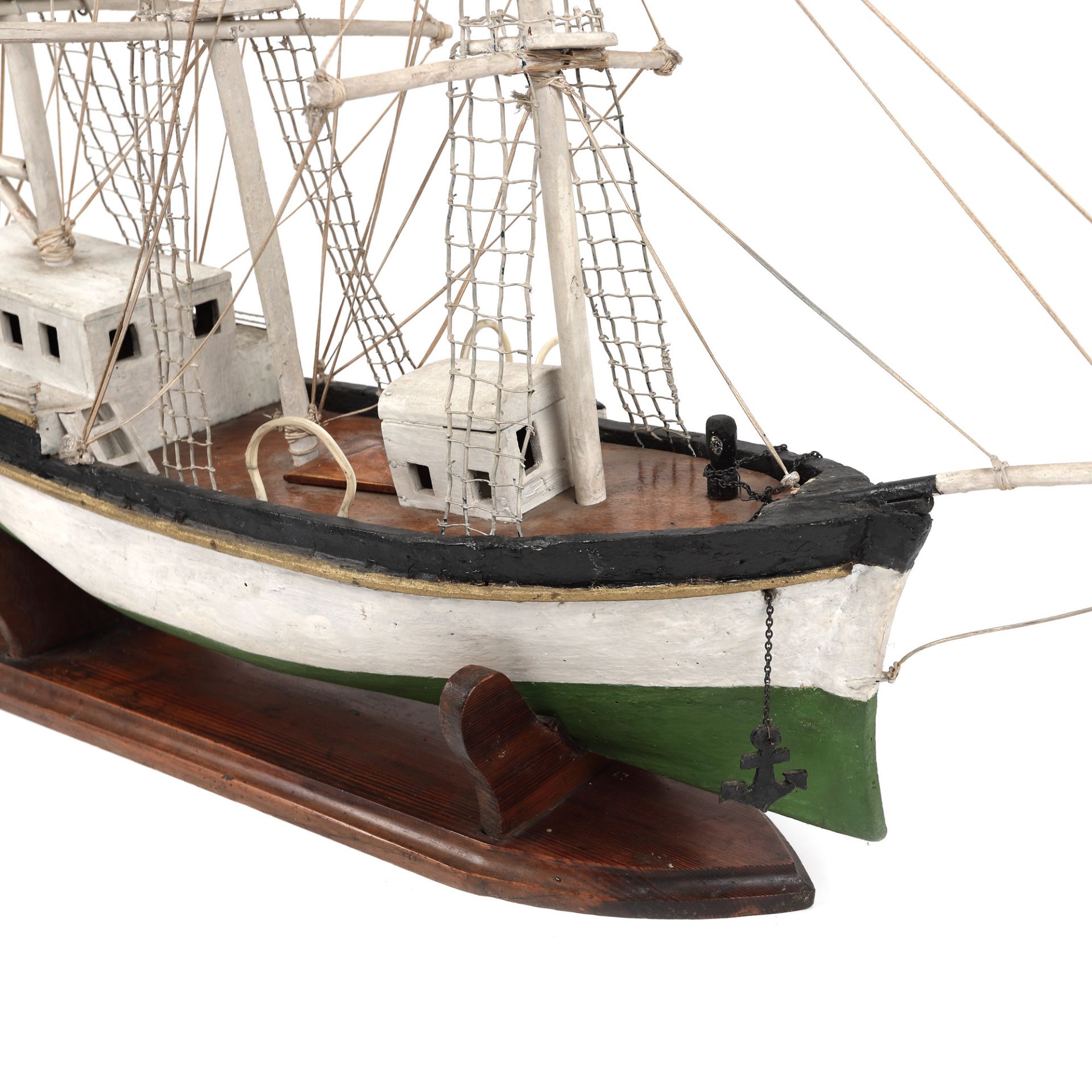 Turkish brig model, painted wood, approx. 1940-1950 - Image 2 of 4