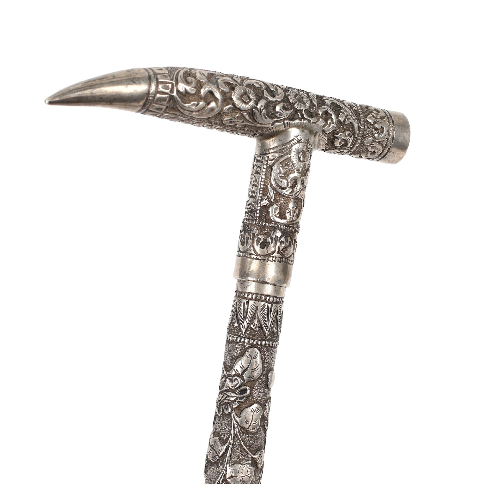 Ceremonial weapon, silver hammer, with hidden stiletto, richly decorated with plant motifs, monogram - Image 4 of 5