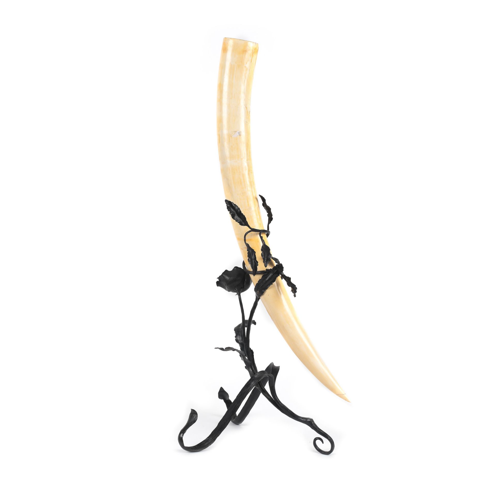 Ivory horn with wrought iron support, Congo, approx. 1900