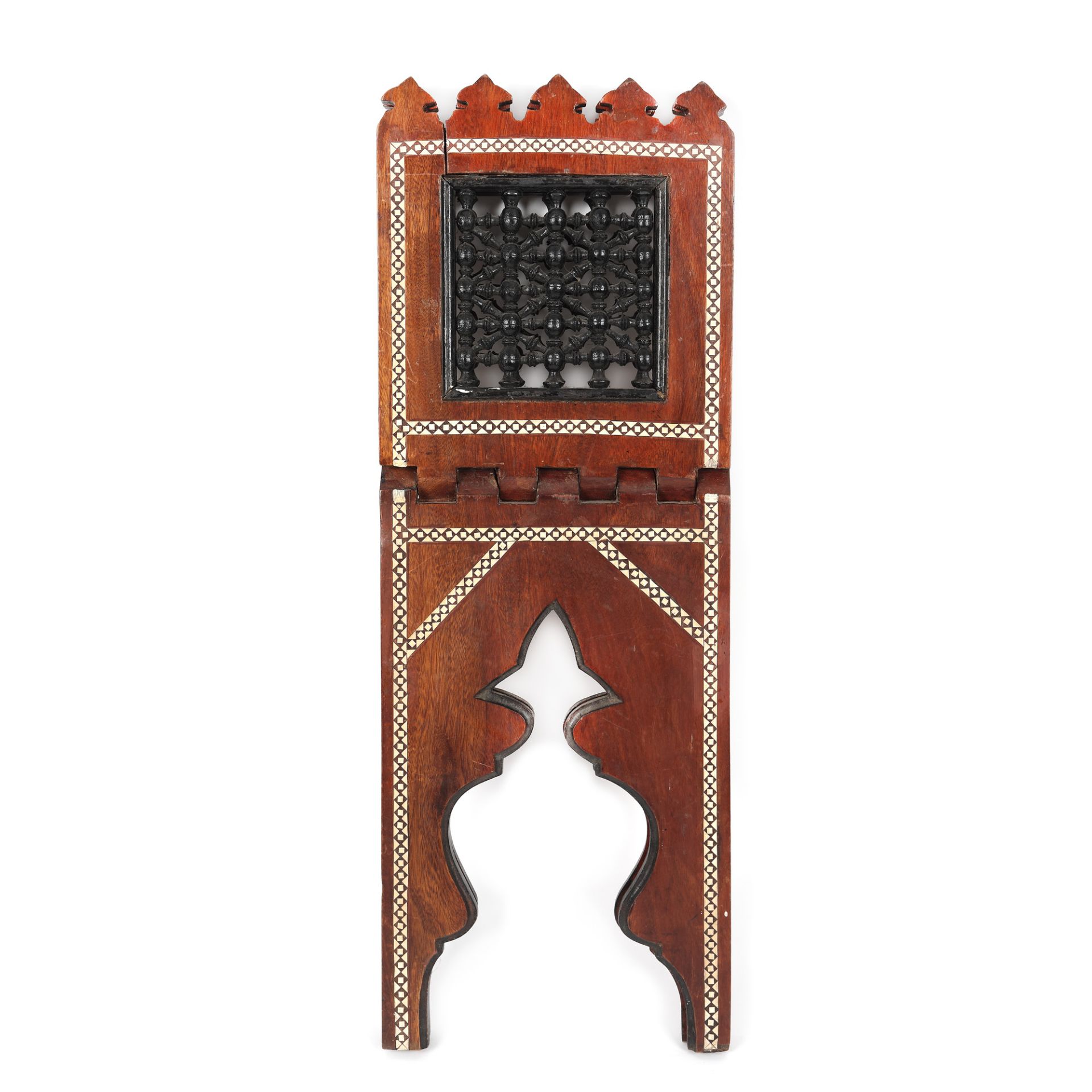 Nutwood Koran stand, decorated with ivory inlays, Maur style, late 19th century - Image 3 of 3