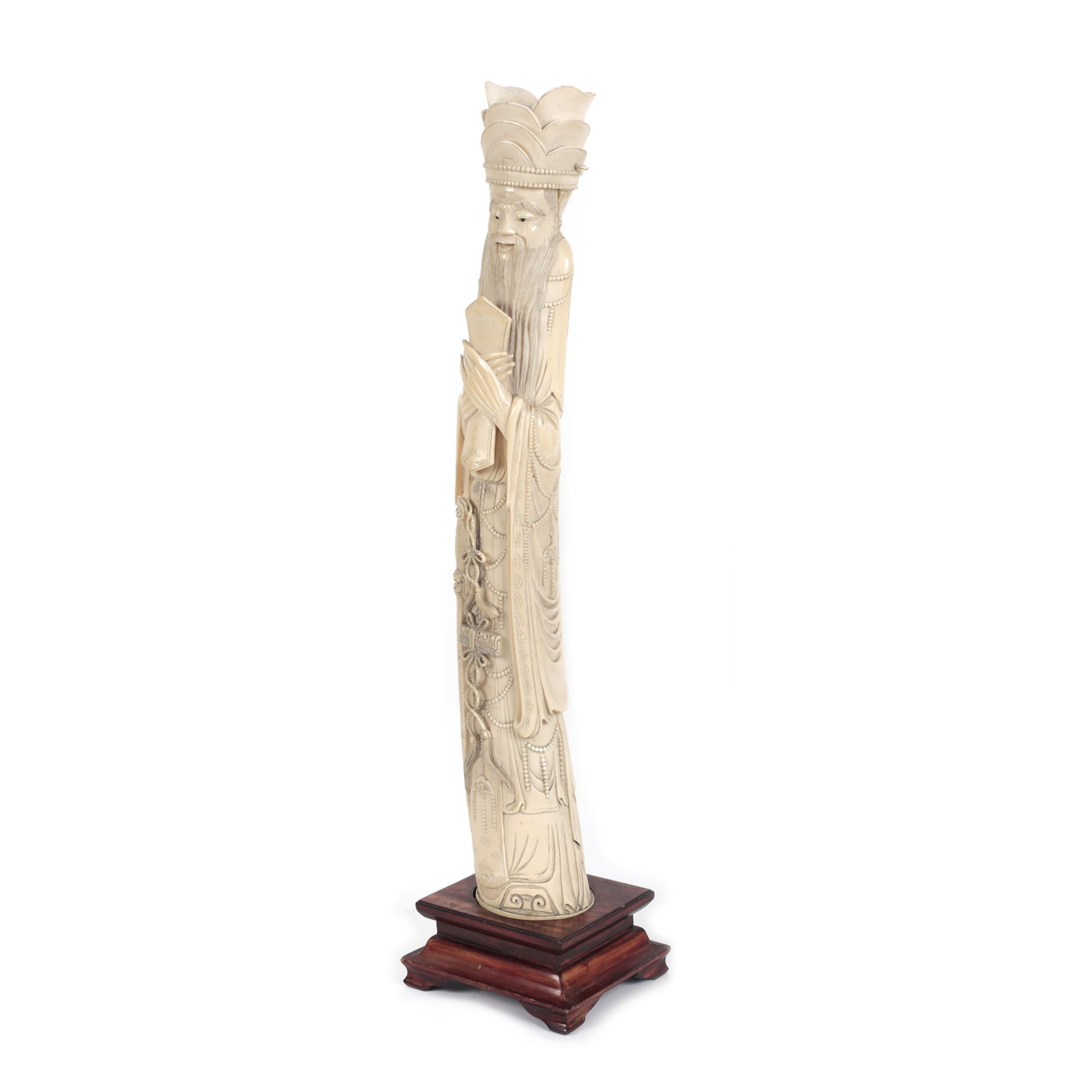 Ivory statuette, representing a scholar, Qing Dynasty, China, early 20th century - Image 3 of 5