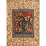 Ottoman miniature depicting a young Ottoman sultan in the middle of his Divan, late 19th century