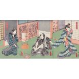 Triptych with Kabuki actors
