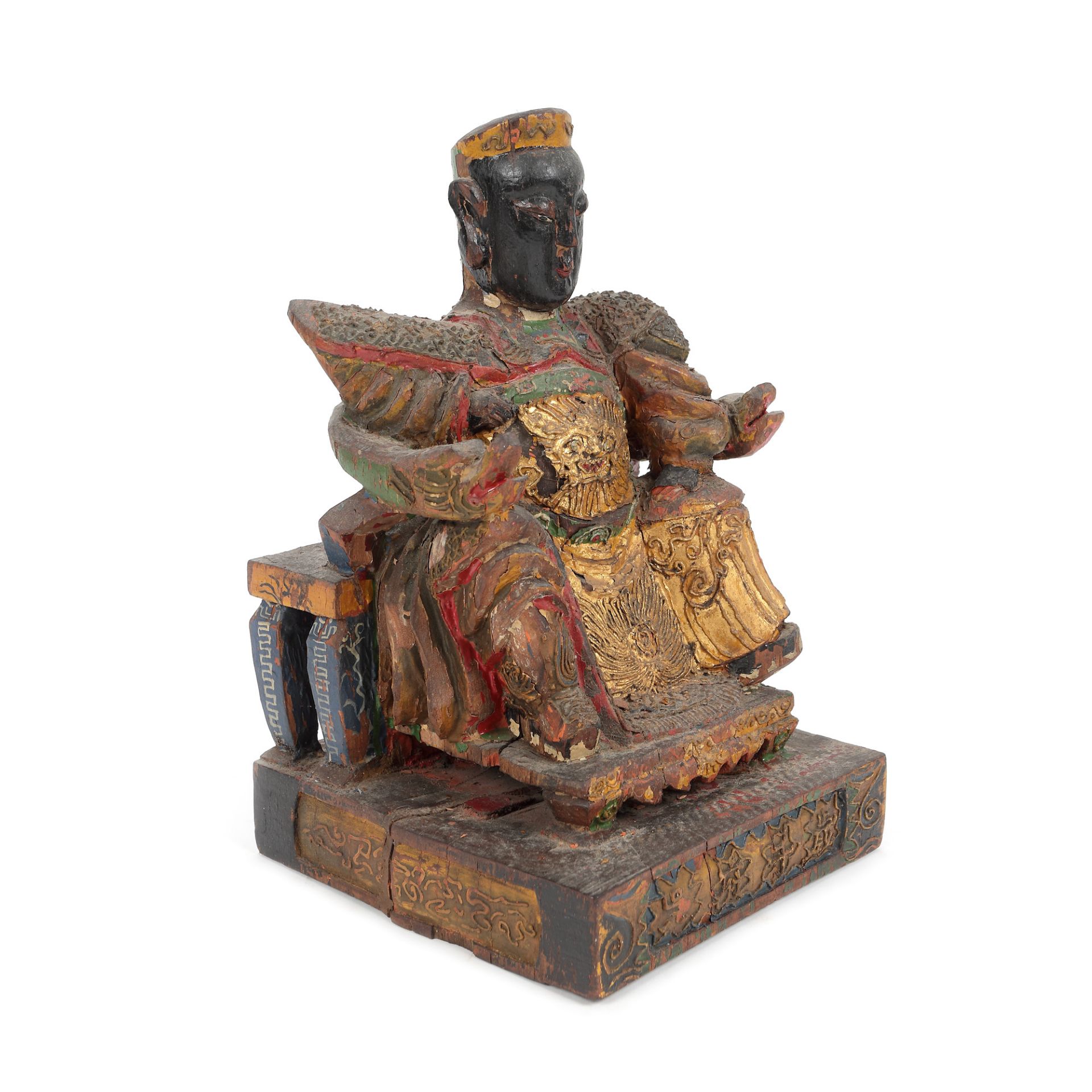 Statuette, painted wood, depicting a nobleman, Qing Dynasty, China, 19th century - Image 2 of 4