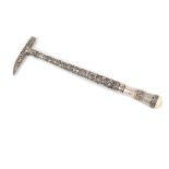 Ceremonial weapon, silver hammer, with hidden stiletto, richly decorated with plant motifs, monogram