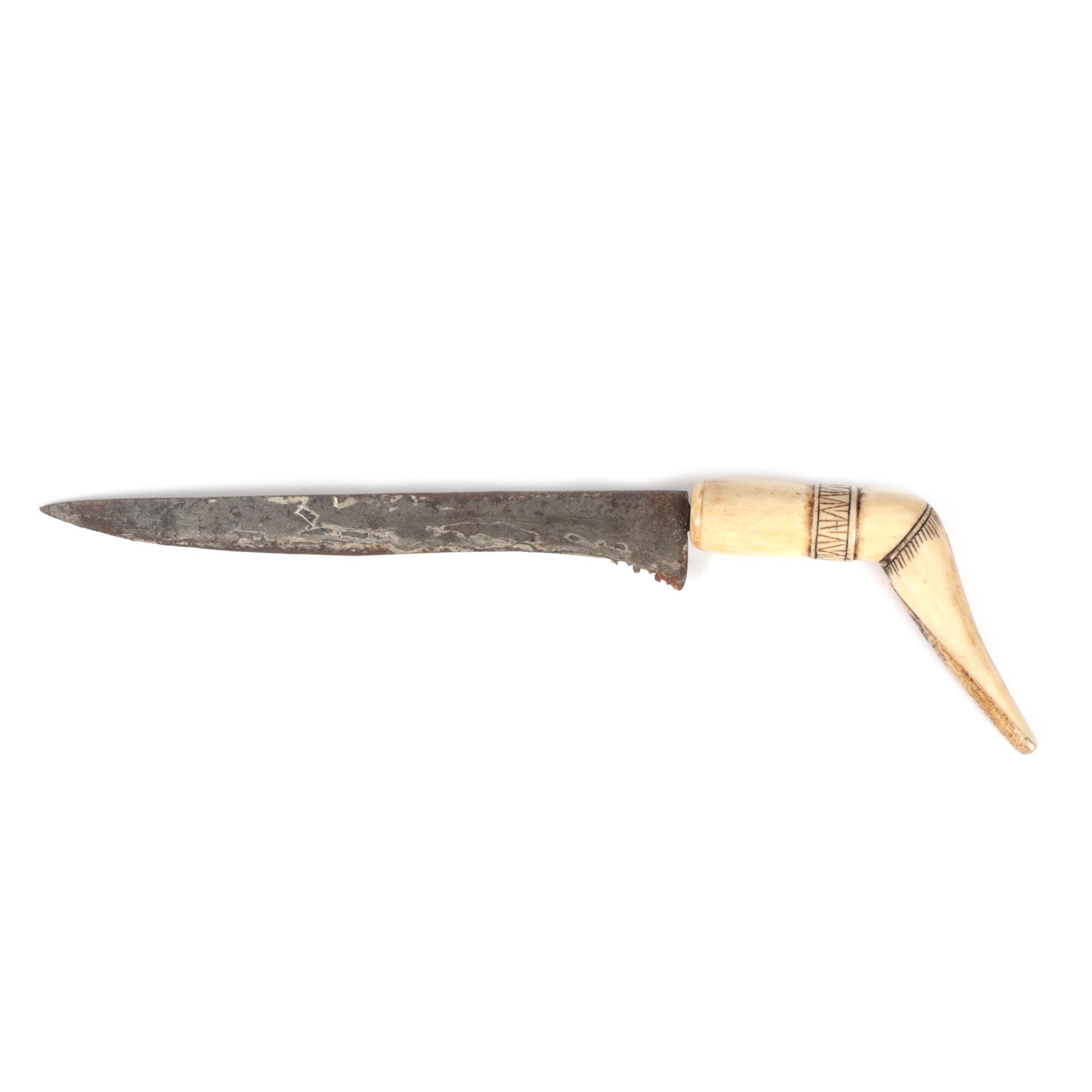 Dagger with engraved bone handle and sheath, Sumatra, 19th century - Image 3 of 4