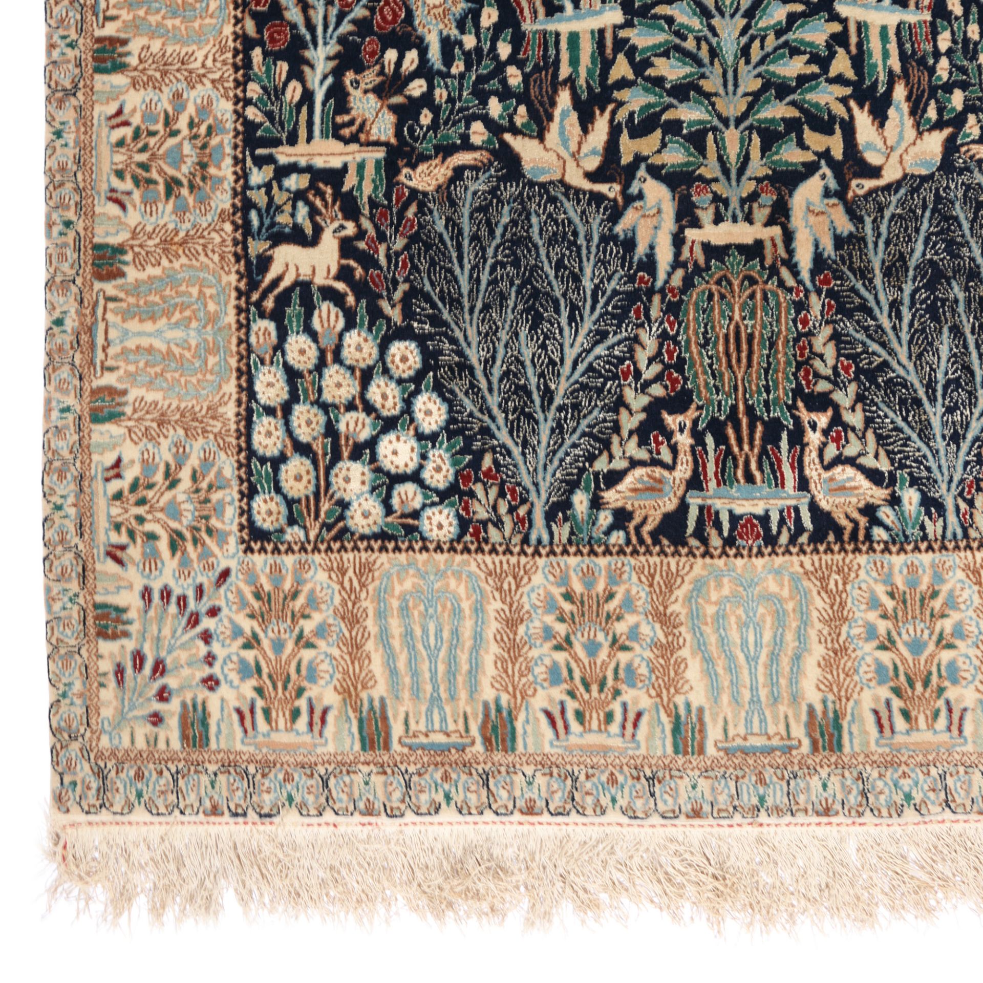 Nain rug, silk and wool, decorated with floral motifs, Iran, made by the artist Pahlavan Safayi, app - Image 2 of 2