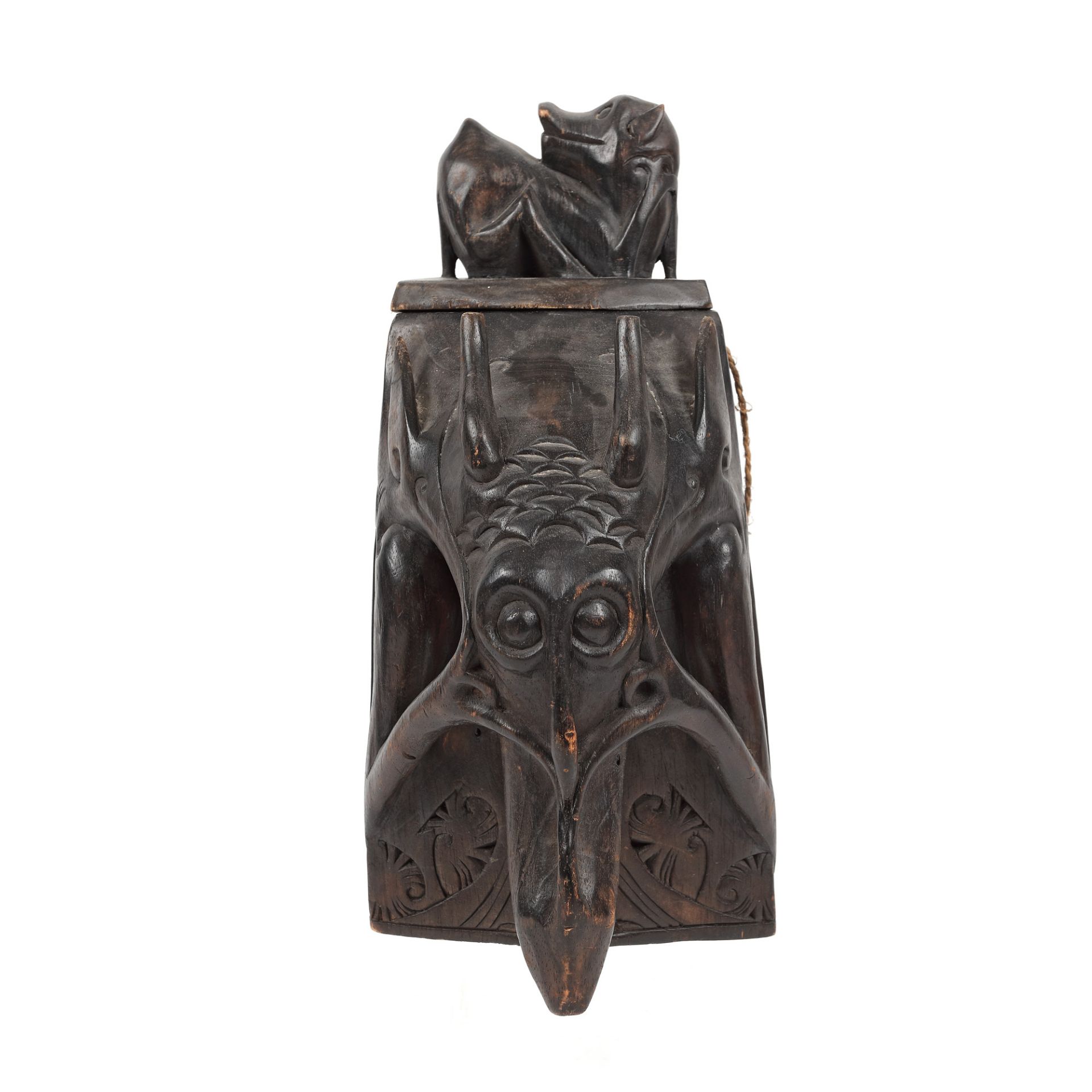 Box for medicinal plants, decorated with zoomorphic figures, Central Africa, part of the collection