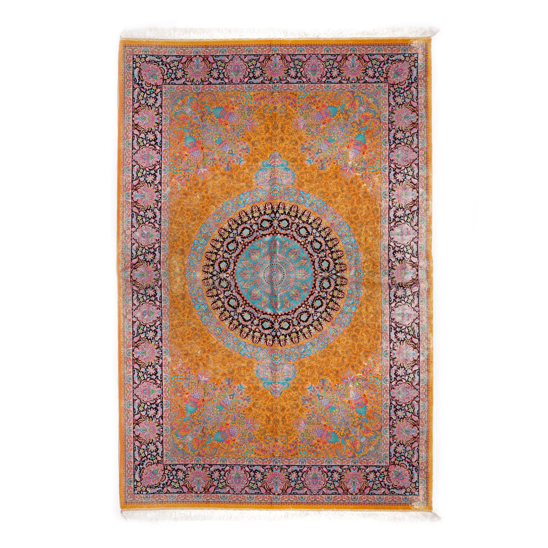 Qum silk rug, richly decorated with floral motifs, Iran