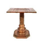 Copper and bronze chess table, with oriental decoration, possibly Morocco