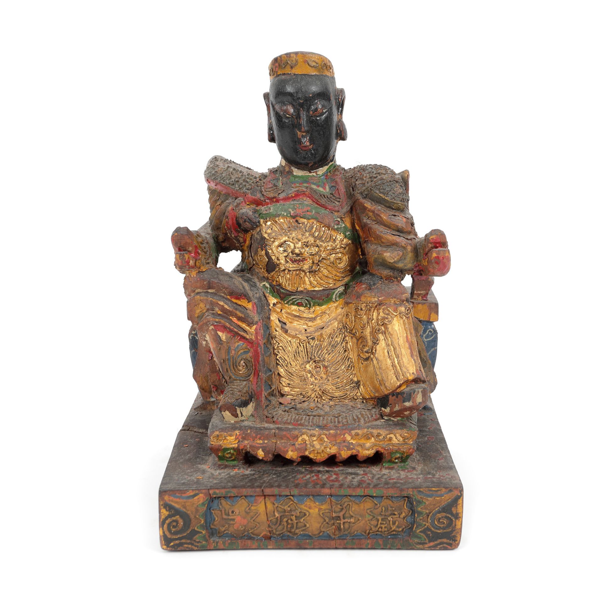 Statuette, painted wood, depicting a nobleman, Qing Dynasty, China, 19th century