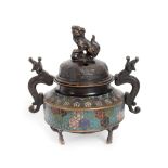 Spice pot, decorated with enamel and Foo dog, late Qing Dynasty, China, early 20th century