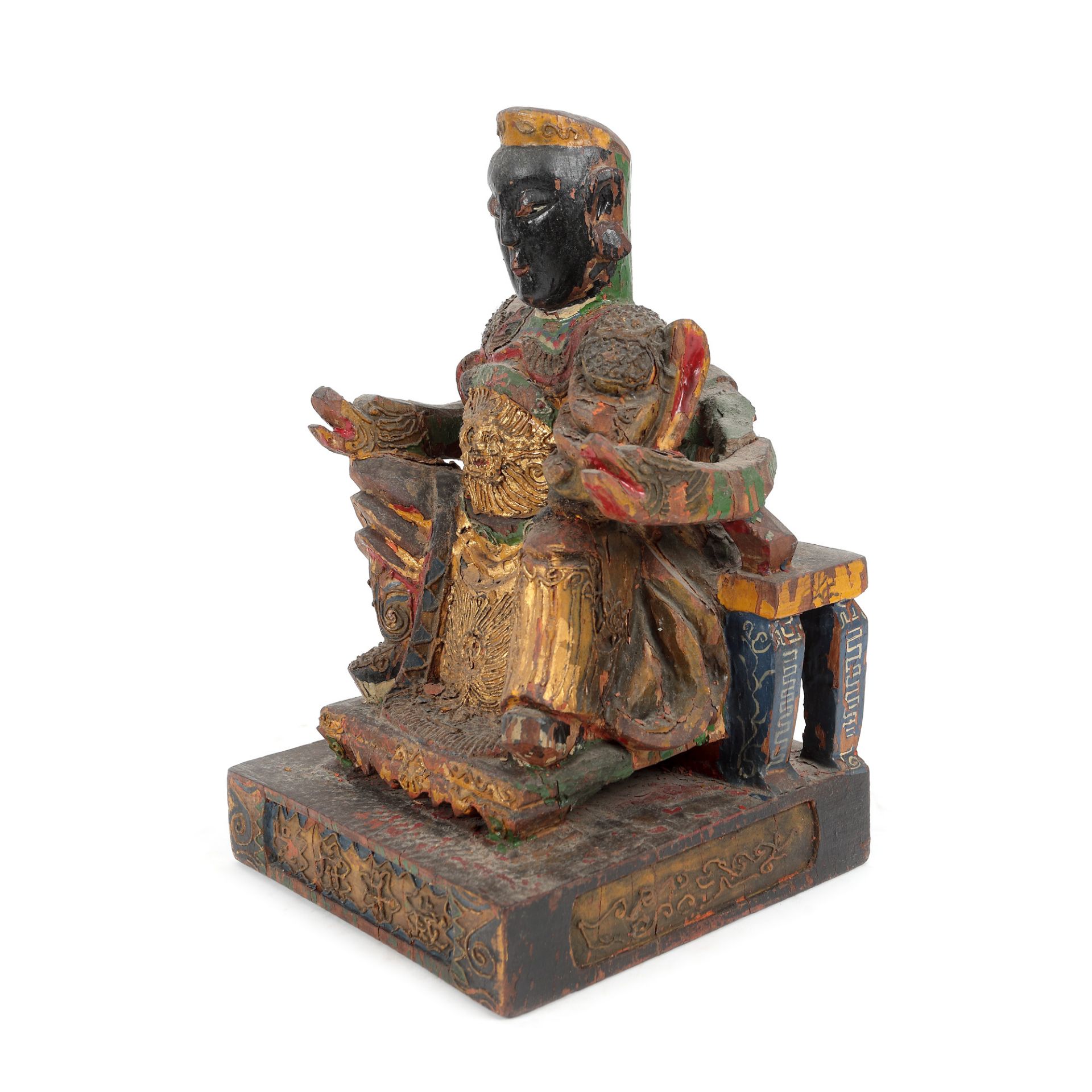 Statuette, painted wood, depicting a nobleman, Qing Dynasty, China, 19th century - Image 3 of 4