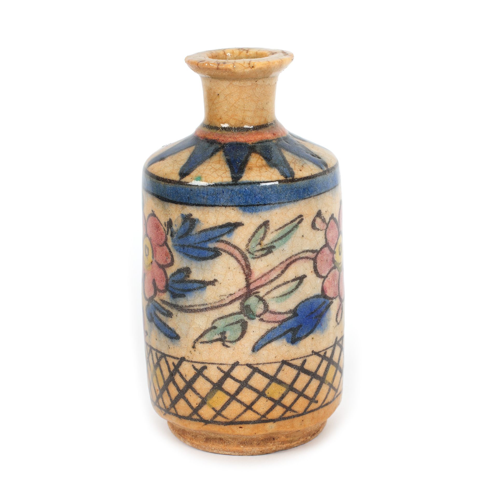 Painted and enamelled white ceramic vase decorated with floral motifs, Persia, late 19th century - Image 2 of 3