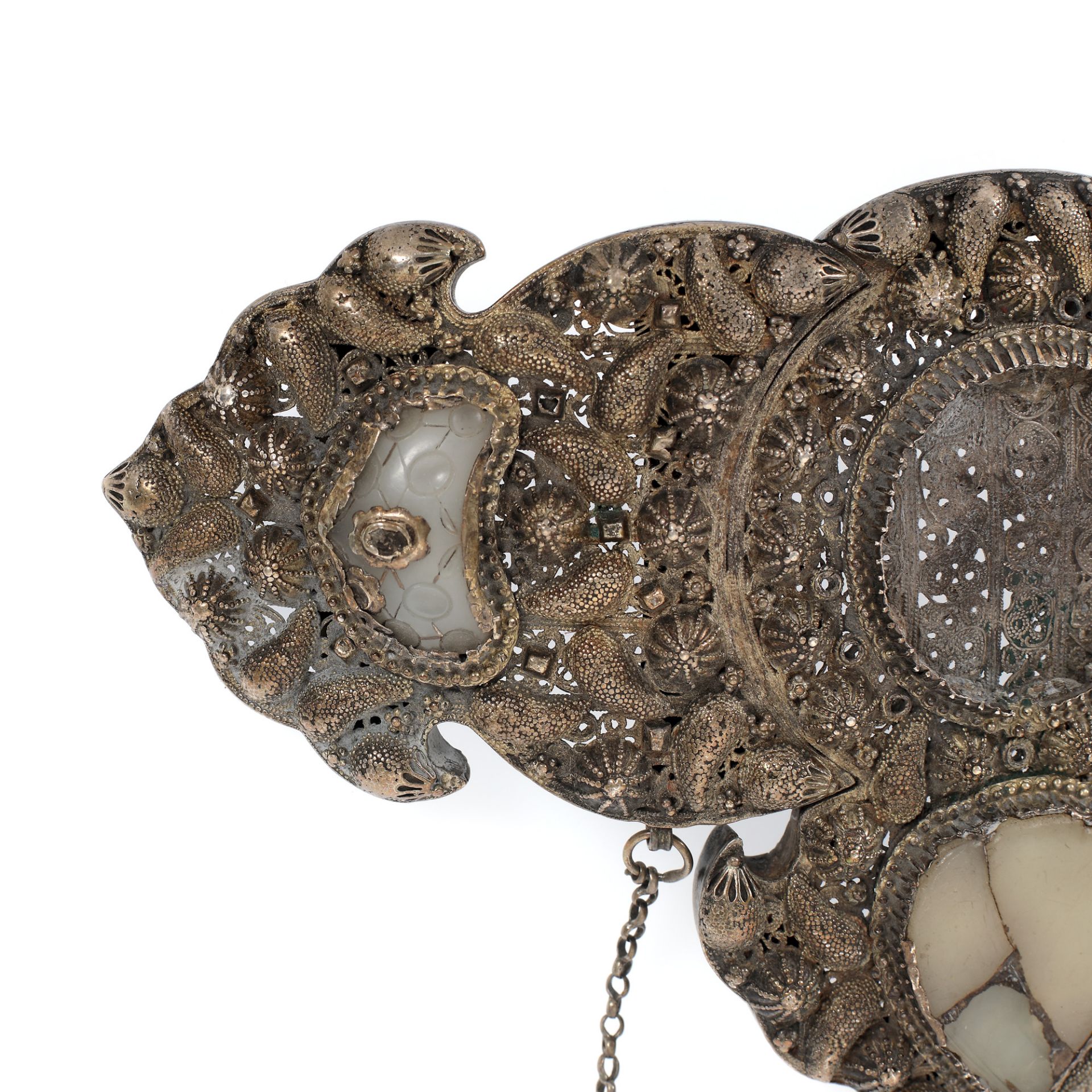 Armenian ornamental clasp, filigree silver, decorated with chalcedony elements, Anatolia, possibly e - Image 2 of 3
