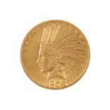 10 dollars 1908 coin, gold, Indian Head - Eagle, USA