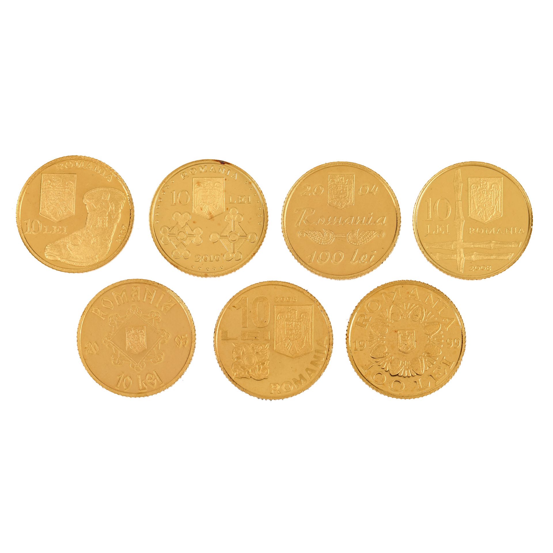 Lot consisting of seven BNR commemorative coins, gold - Image 2 of 2