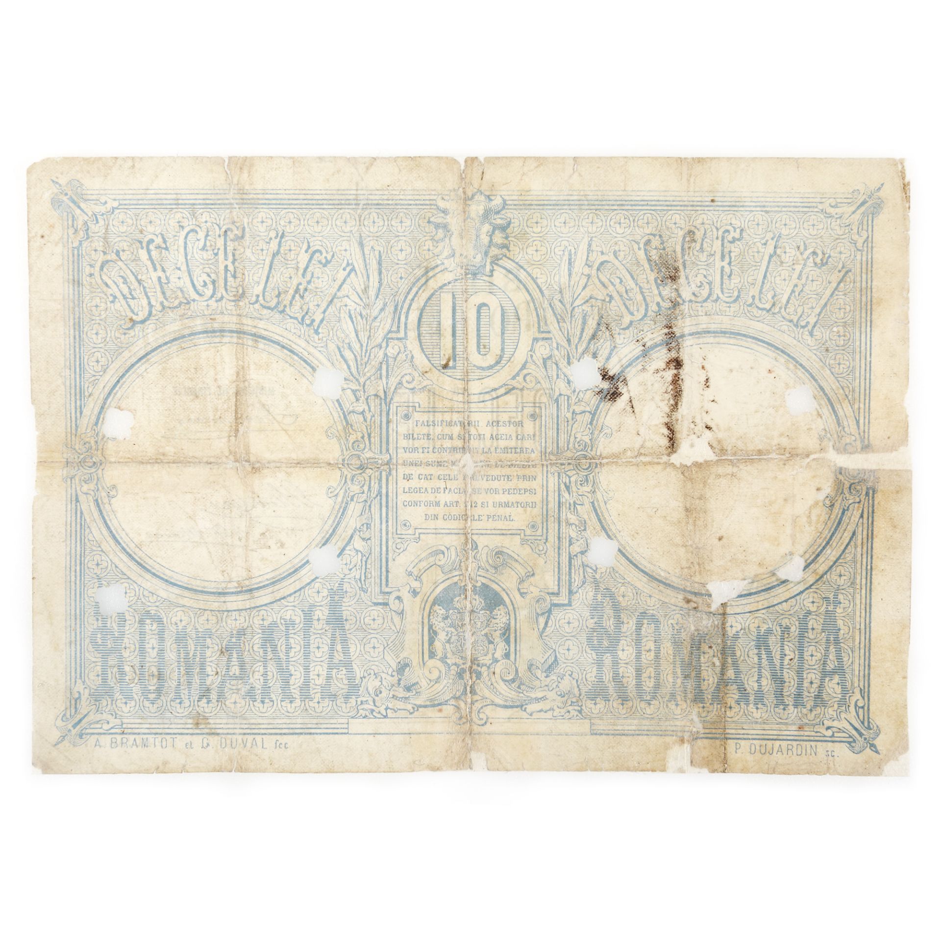 10 Lei 1877 banknote - mortgage note - Image 2 of 2