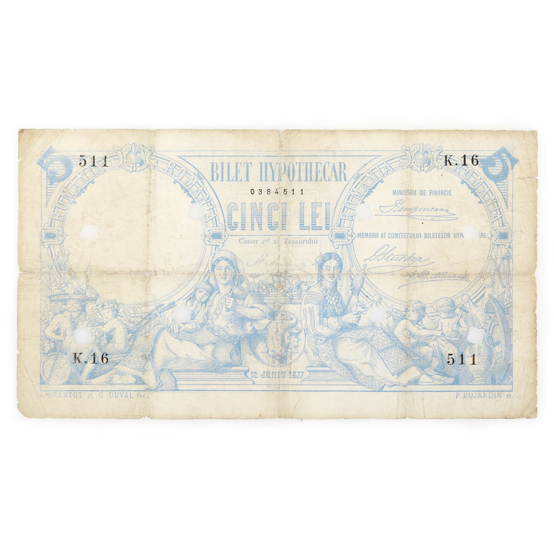 5 Lei 1877 banknote - mortgage note