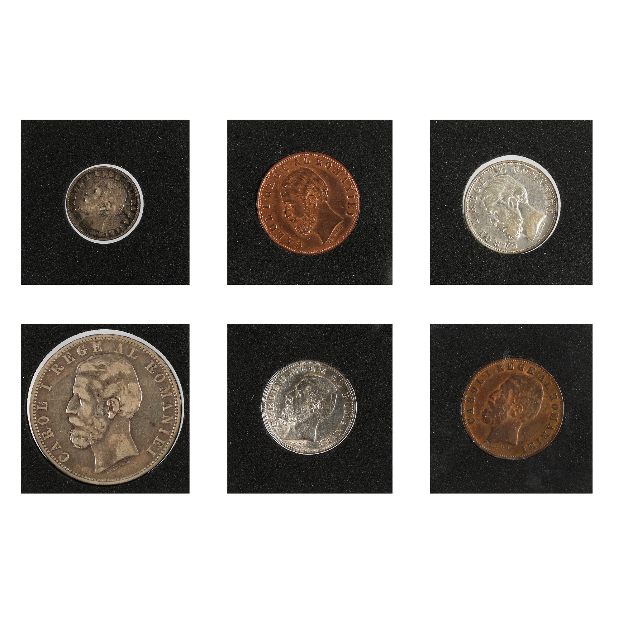 Lot consisting of six coins, 5 Bani, 50 Bani, 1 Leu, 5 Lei 1884, 5 Bani, 1 Leu 1885 - Image 2 of 2