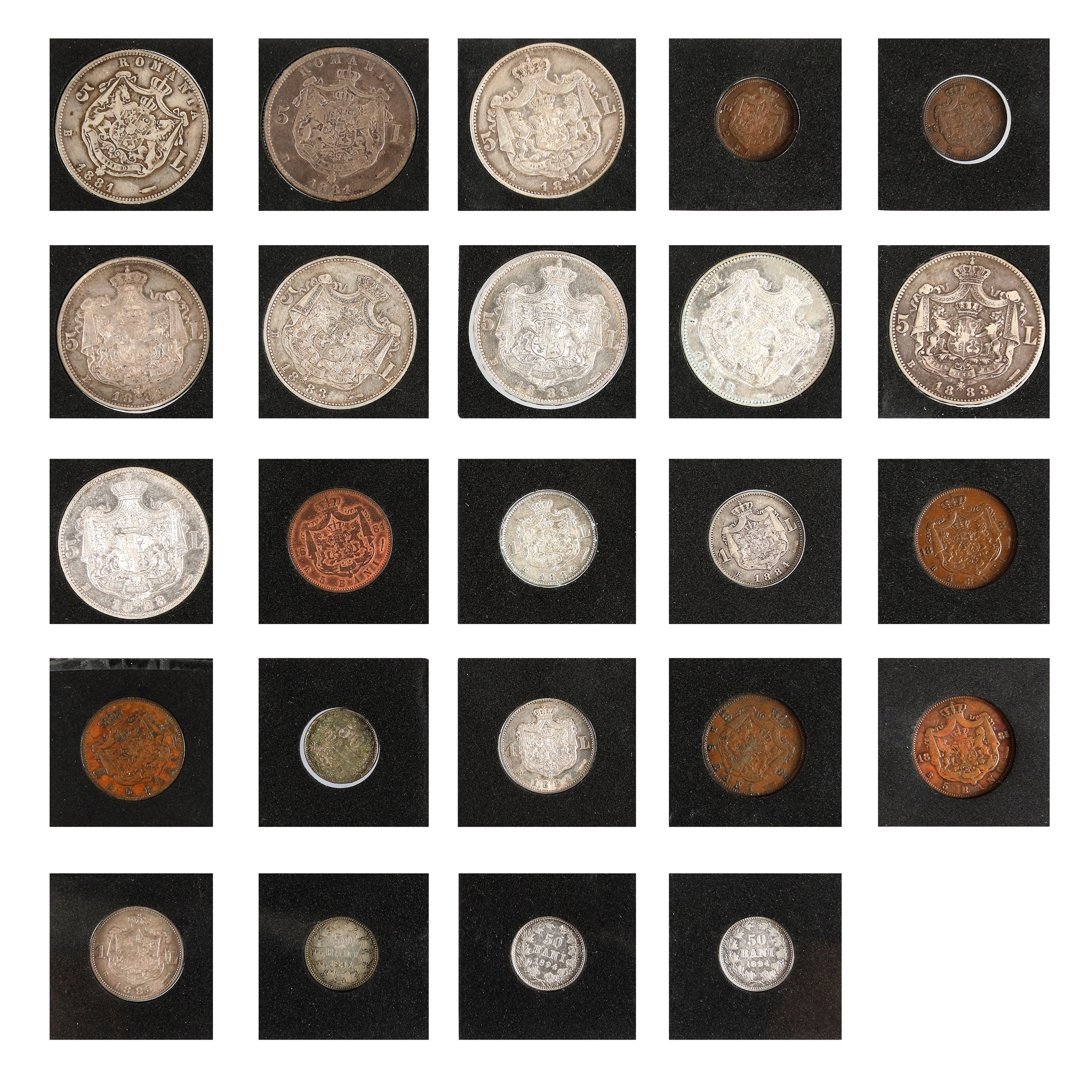 Lot consisting of twenty-four coins, Carol I King period, 1881-1894