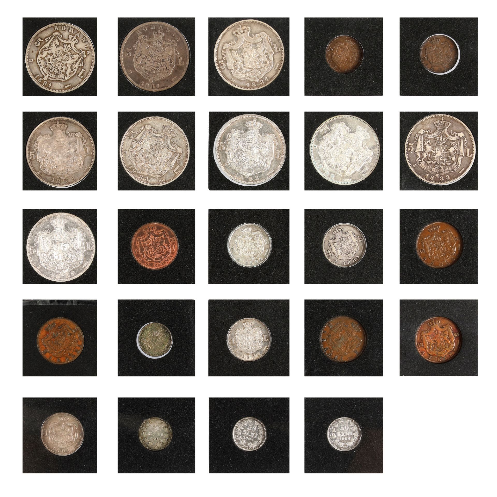 Lot consisting of twenty-four coins, Carol I King period, 1881-1894