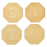 Lot consisting of four BNR commemorative gold coins, The Pietroasa Treasure, 2001
